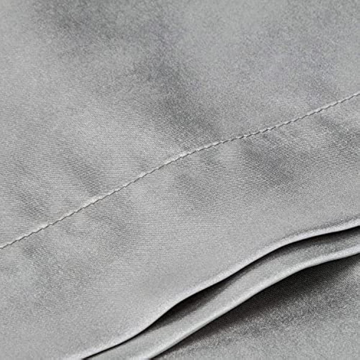 Set of 2 Gray Satin Pillowcases for Hair and Skin Health Moisture-Wicking Soft