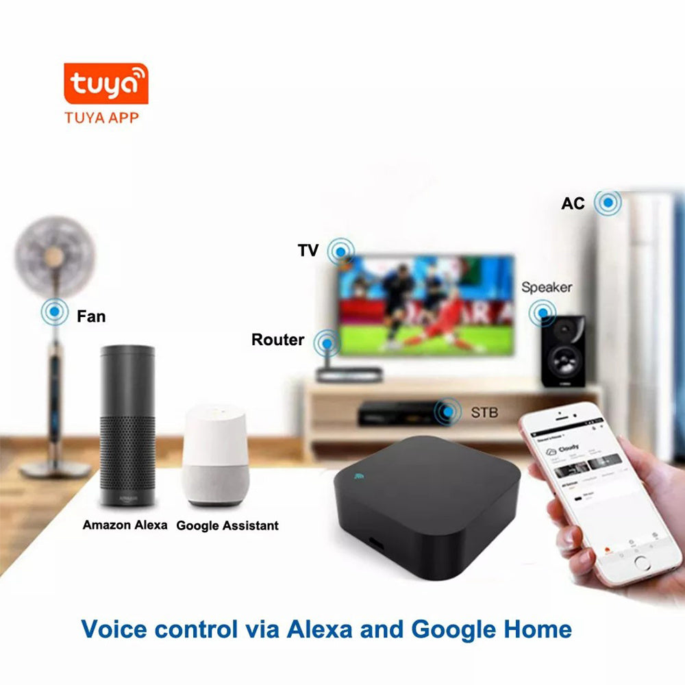 Tuya Mini Smart Wifi IR Uzoqdan Boshqarish Pult TV, DVD, AUD, AC uchun, Amazon Alexa va Google Home tomonidan boshqariladi.