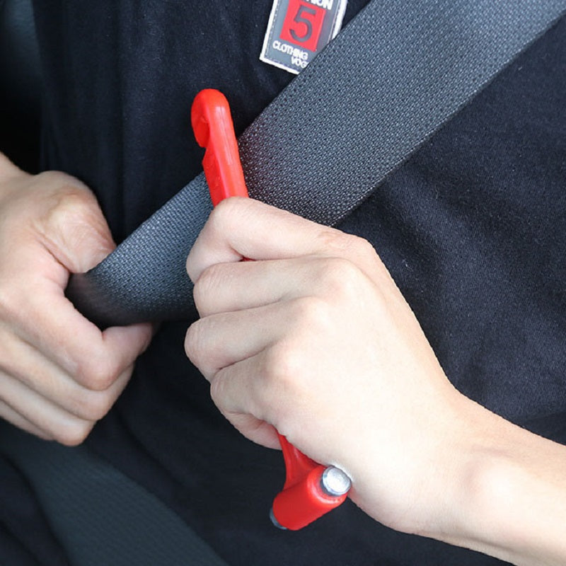 Multifunctional Safety Hammer for Emergency Window Breakage Red Metal Plastic