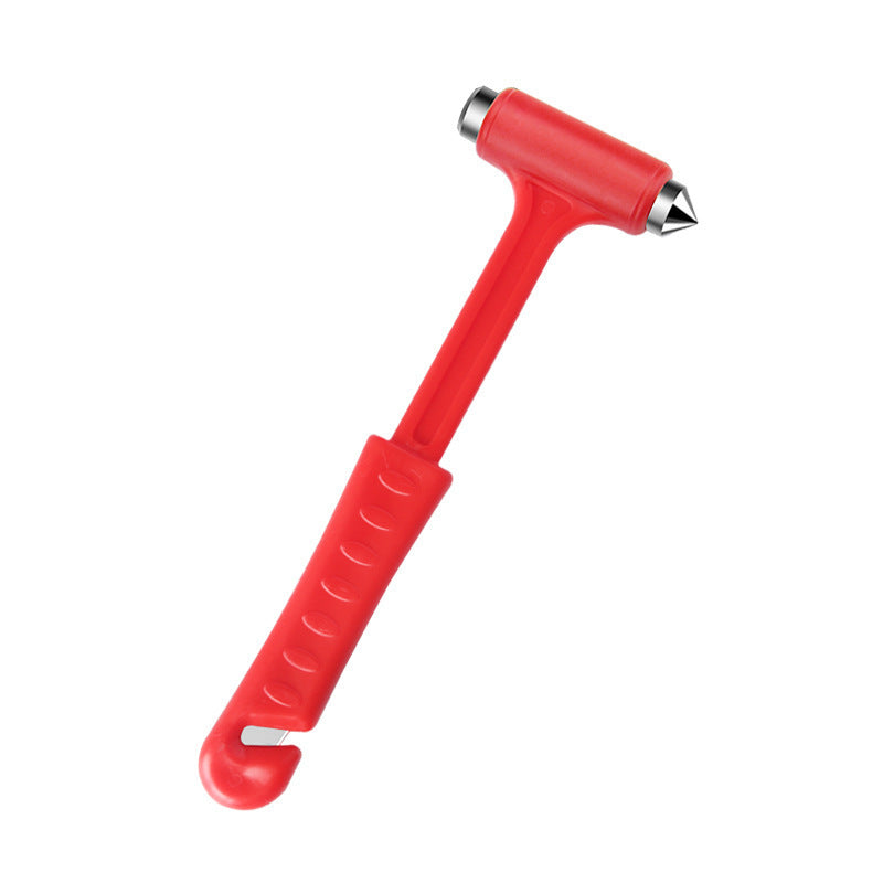 Multifunctional Safety Hammer for Emergency Window Breakage Red Metal Plastic