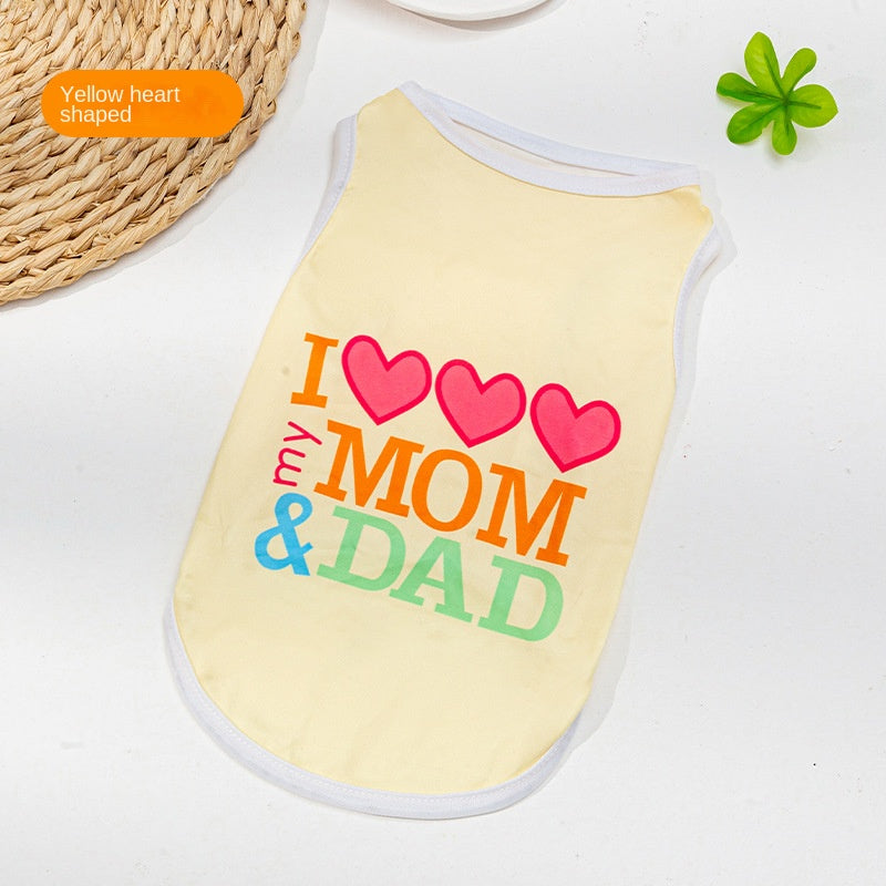 Chaleco para perro de mascota primavera verano lindo con estampado de dibujos animados, pequeño, mini, de juguete, tejido de poliéster