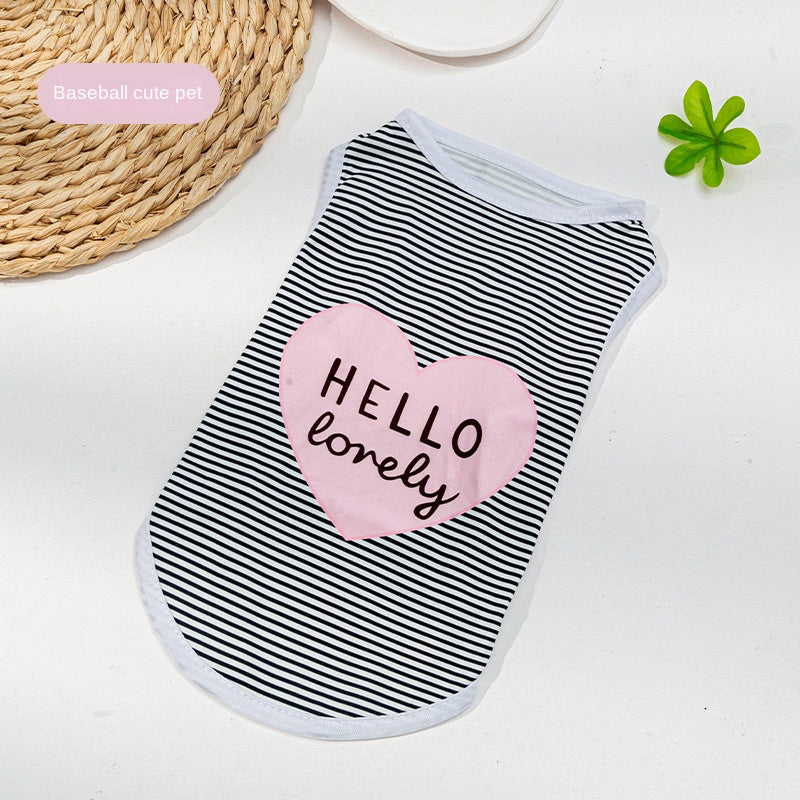 Chaleco para perro de mascota primavera verano lindo con estampado de dibujos animados, pequeño, mini, de juguete, tejido de poliéster