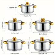 10-Piece Stainless Steel Cookware Set with Lids, Induction Compatible, Various Sizes