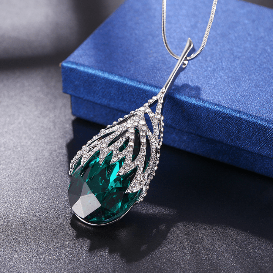 Zirconia Pendant Necklace with Sweater Chain Geometric Jewelry for Women