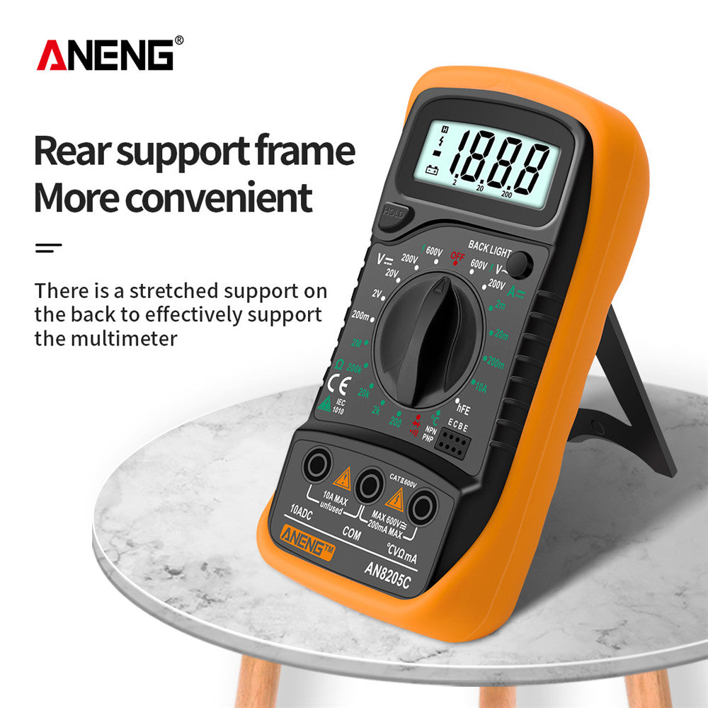 Digital Multimeter Auto Range Backlight AC/DC Volt Amp Ohm Tester Portable with Thermocouple