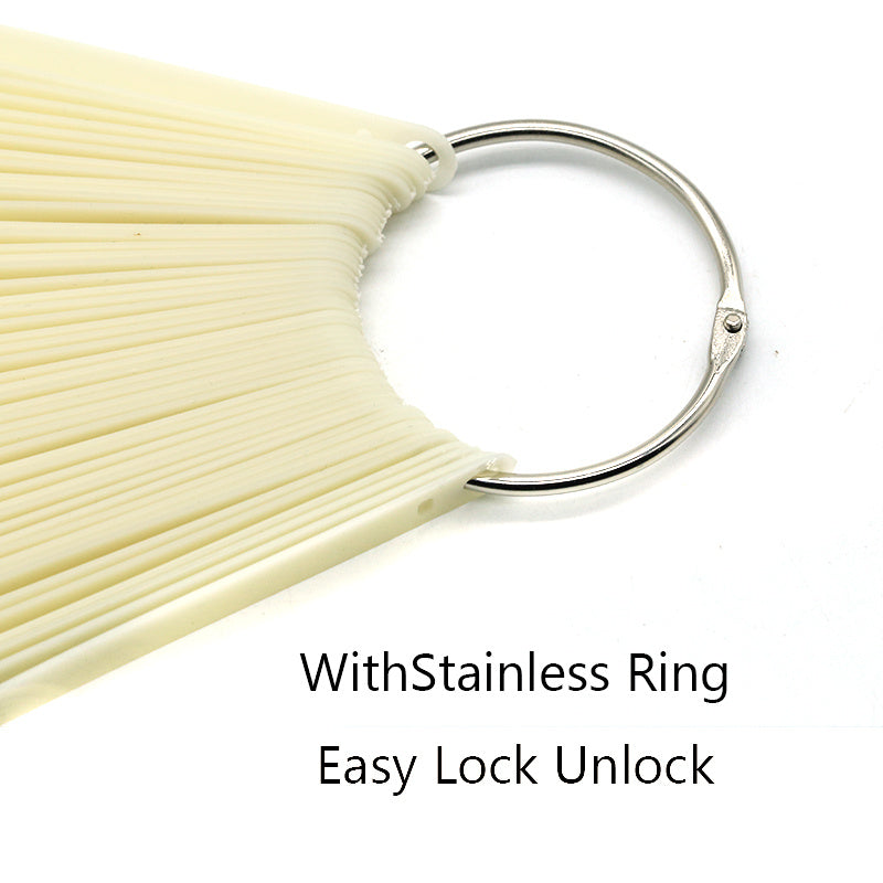 50 ta fan shaklidagi tirnoq san'ati amaliyot tayoqlari to'plami tirnoq bo'yoqlari namunalari uchun.