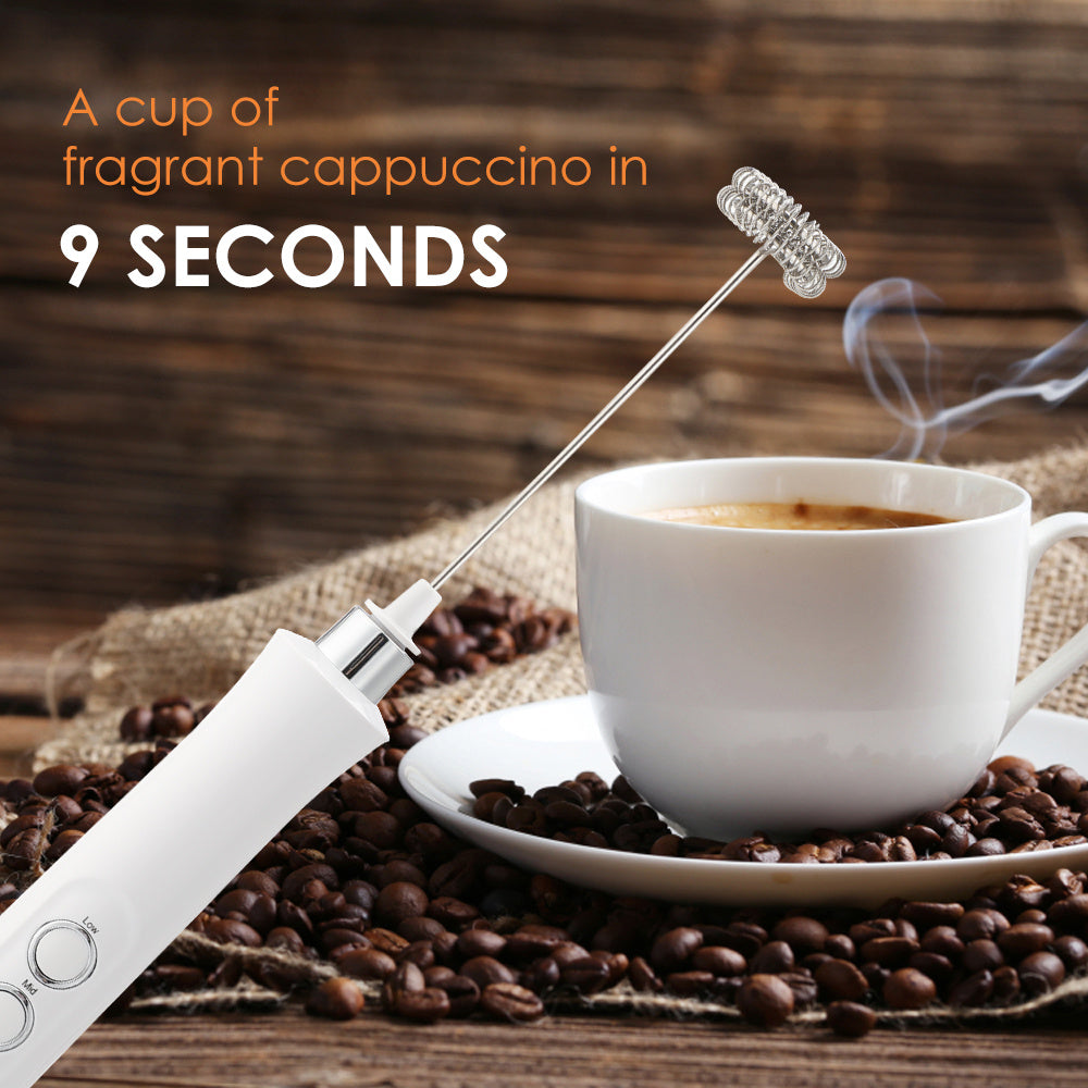 Portable Electric Milk Frother and Coffee Mixer 3-in-1 Foam Maker Blender