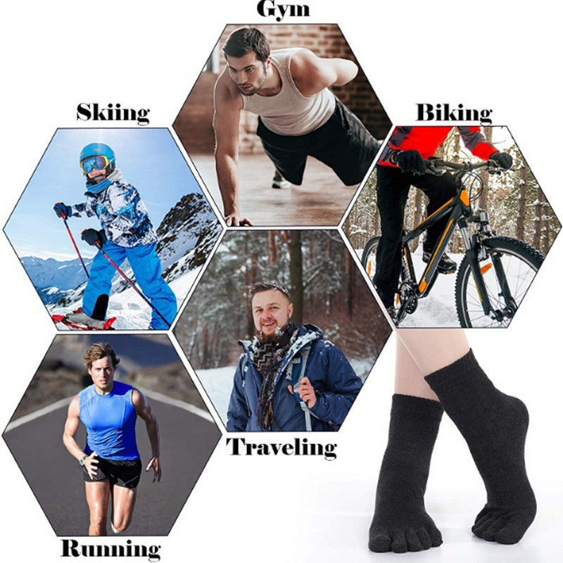 Men's Breathable Toe Socks Sports Novelty Knit Polyester Solid