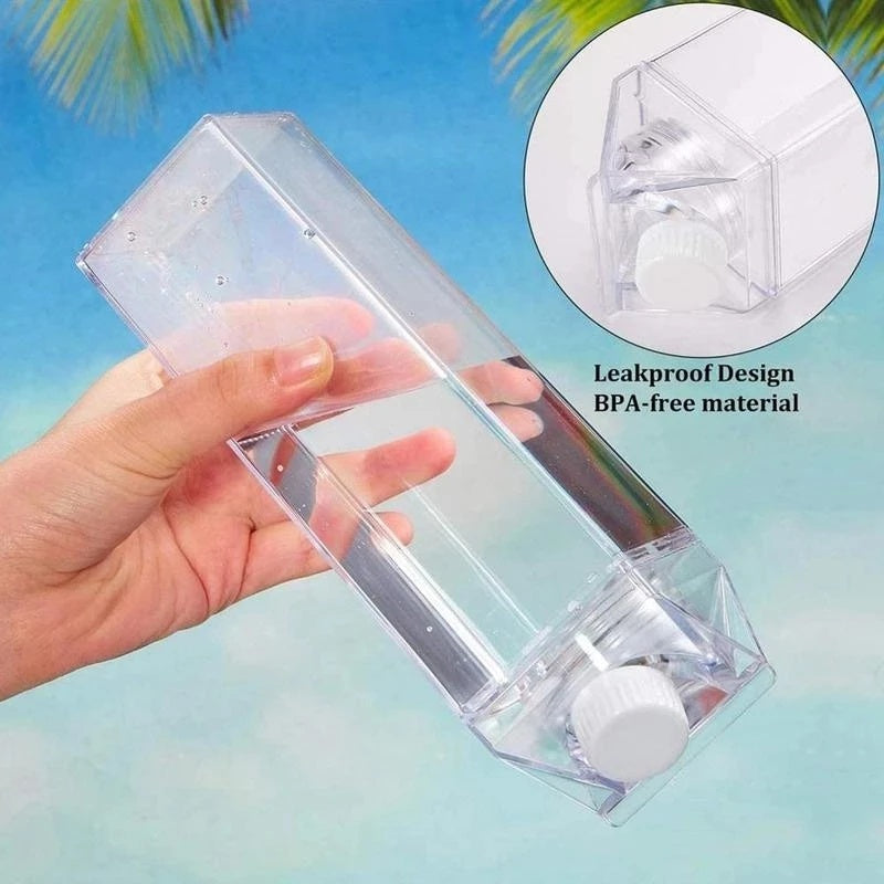 Leak-Proof Square Plastic Water Bottle 16.9oz 33.8oz Dishwasher Safe