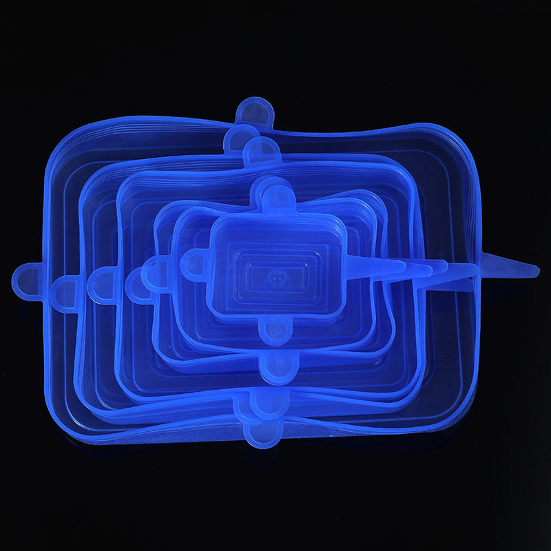 Набор из 6 силиконовых эластичных крышек, предназначенных для мытья и повторного использования. Они подходят для пищевых контейнеров разных размеров, служат крышками для мисок и обеспечивают герметичное уплотнение.