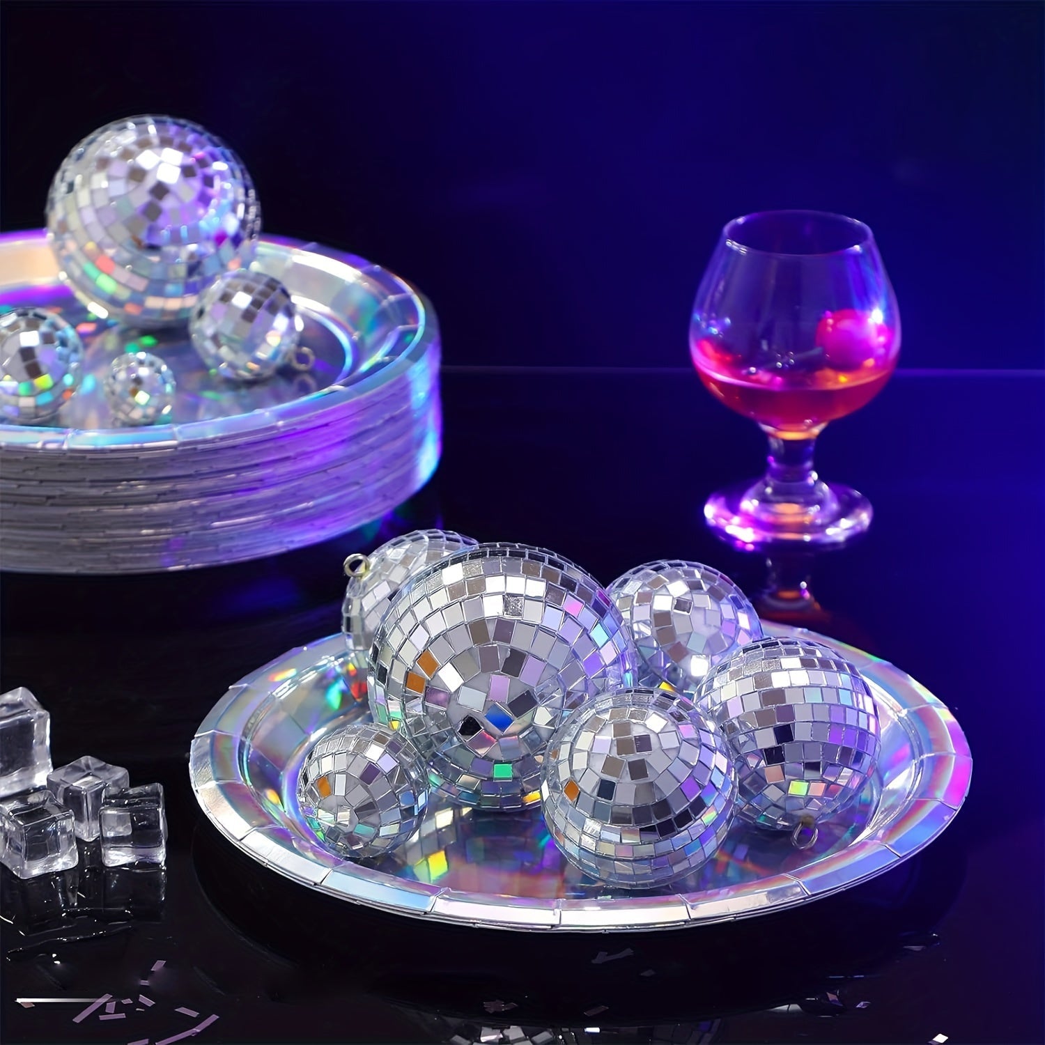 Set of 10/30 Rainbow Holographic Disposable Plates 17.78cm Round Party Dinnerware