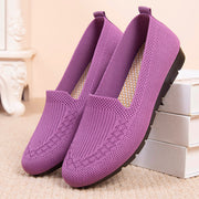 Women's Solid Color Knitted Loafers Lightweight Non-slip Casual Boat Shoes