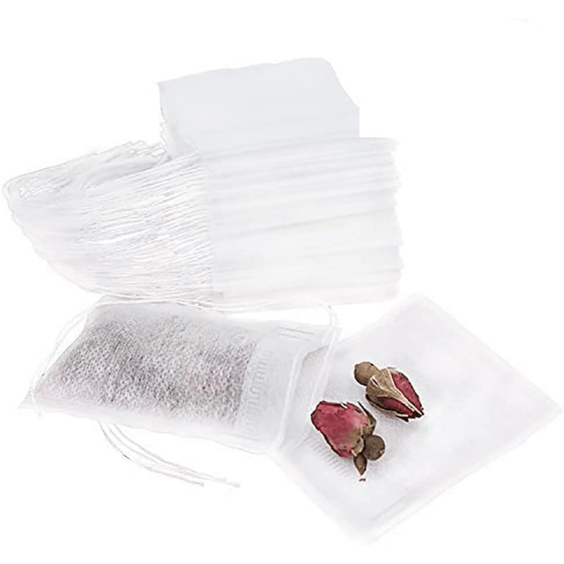 400 Disposable Tea Filter Bags, Drawstring Seal, Loose Leaf, 8.99x6.99 cm