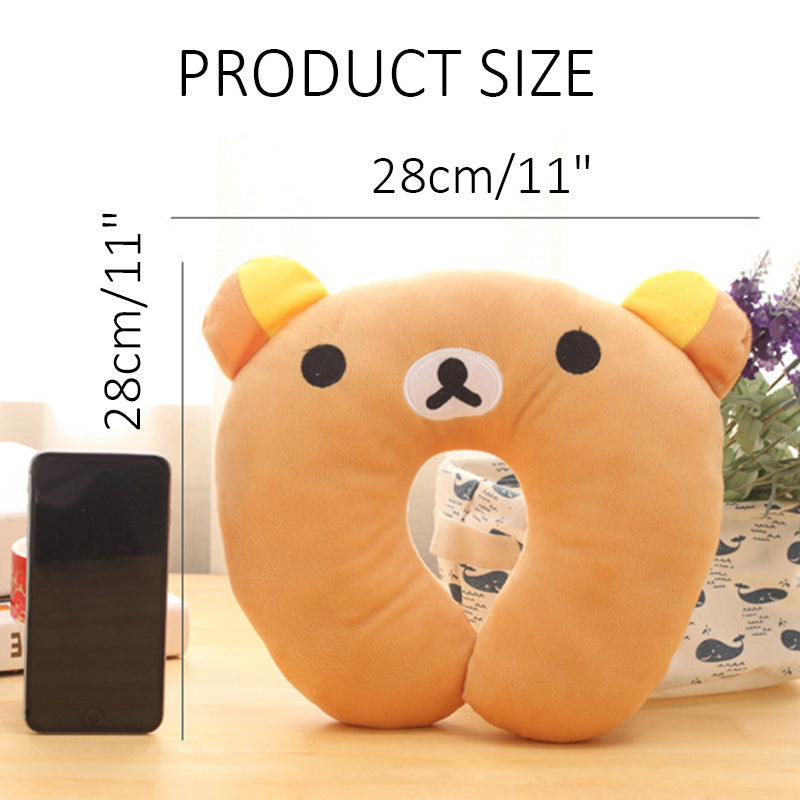 U-Shaped Travel Neck Pillow with Cute Animal Print for Support and Comfort