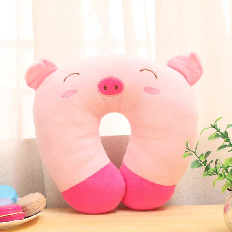 U-Shaped Travel Neck Pillow with Cute Animal Print for Support and Comfort