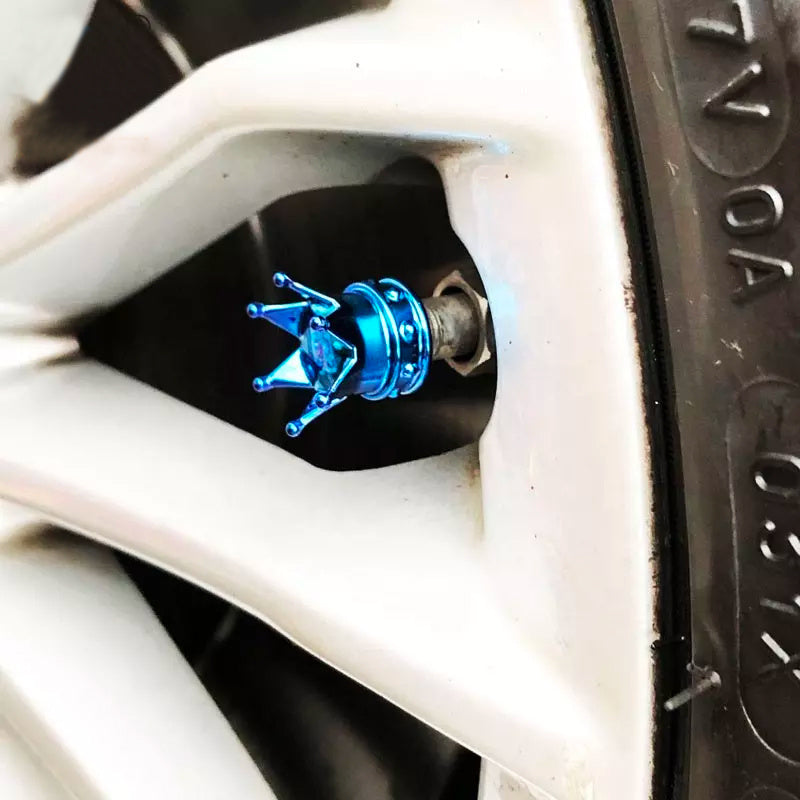 4-Piece Silver Bling Car Wheel Tire Valve Caps for Cars and Motorcycles