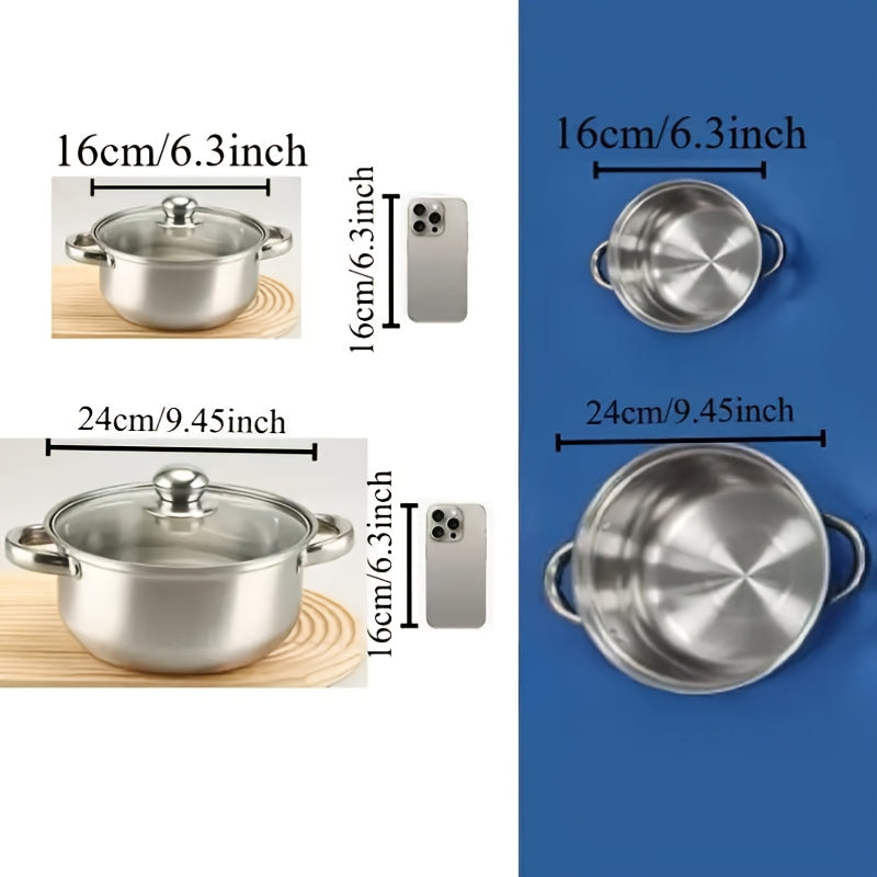 Stainless Steel Cookware Set 8 Pieces Induction Compatible Soup Pot Saucepans