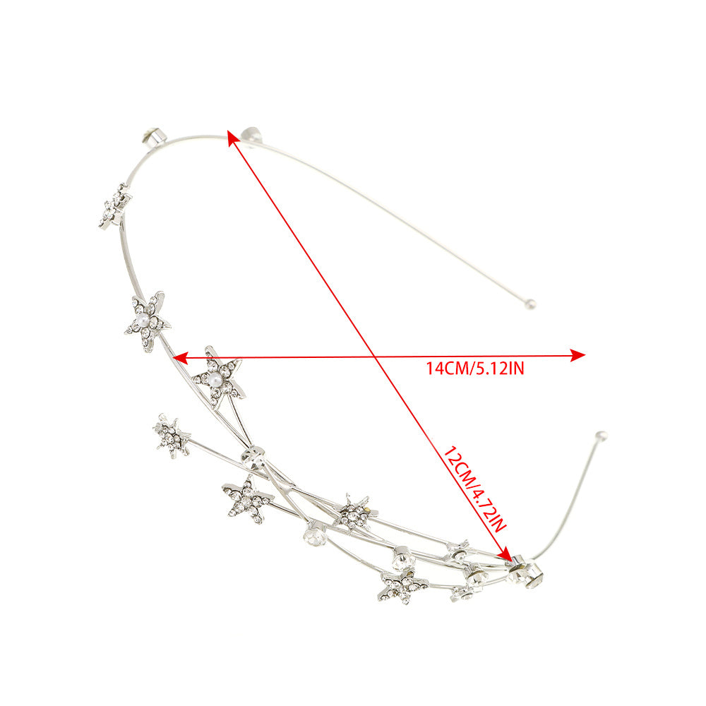 Ayollar uchun metall rhinestone yulduzli bosh bandi soch aksessuari, partiyalar va moda uchun