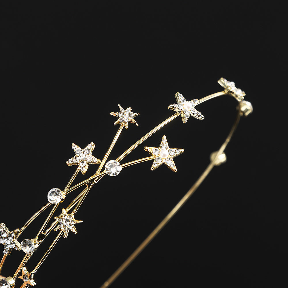 Ayollar uchun metall rhinestone yulduzli bosh bandi soch aksessuari, partiyalar va moda uchun