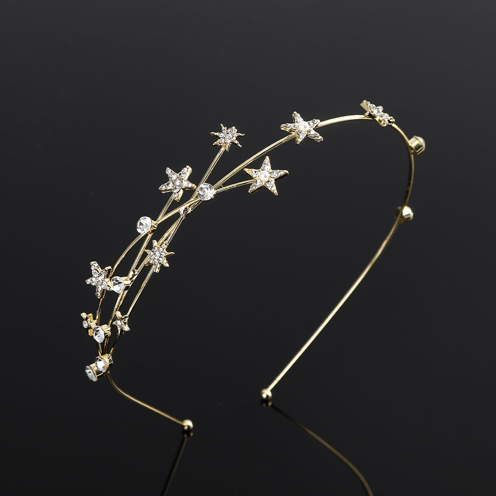 Ayollar uchun metall rhinestone yulduzli bosh bandi soch aksessuari, partiyalar va moda uchun