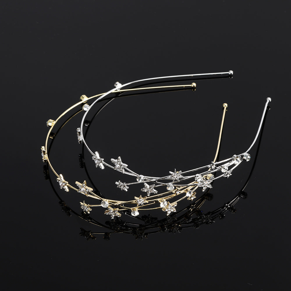 Ayollar uchun metall rhinestone yulduzli bosh bandi soch aksessuari, partiyalar va moda uchun