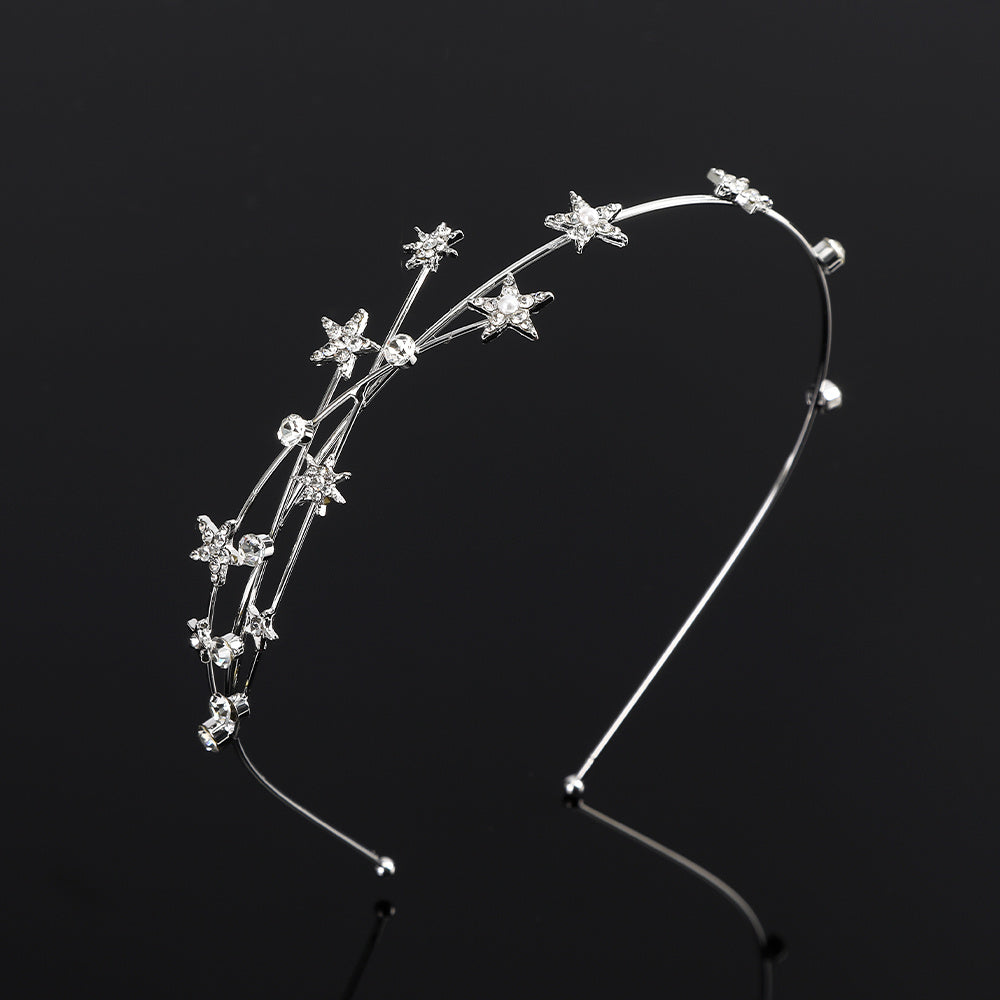 Ayollar uchun metall rhinestone yulduzli bosh bandi soch aksessuari, partiyalar va moda uchun