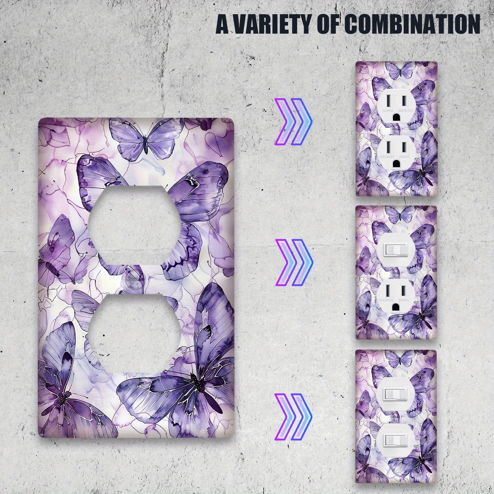 Purple Butterfly Light Switch Cover for Bathroom and Bedroom Easy to Install