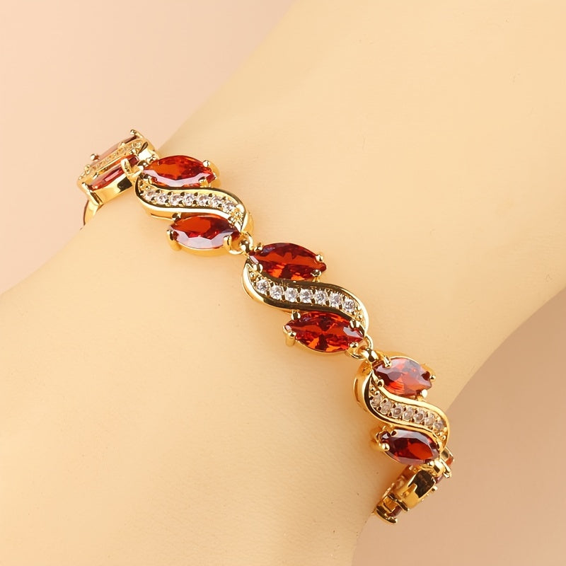 Zarif ayollar bilaguzugi, hashamatli kubik zirkon zanjir bilan - to'ylar va partiyalar uchun ideal, zamonaviy mis zargarlik tanlovi.