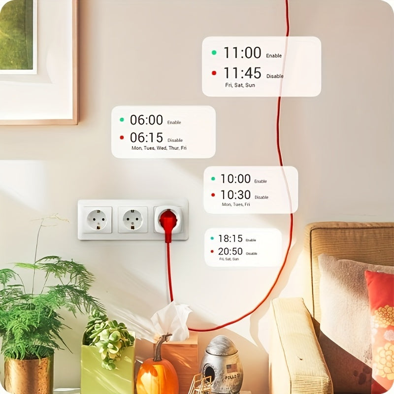 Enchufe inteligente europeo con monitorización de energía, Alexa, Google Assistant, temporizador, control remoto 16A