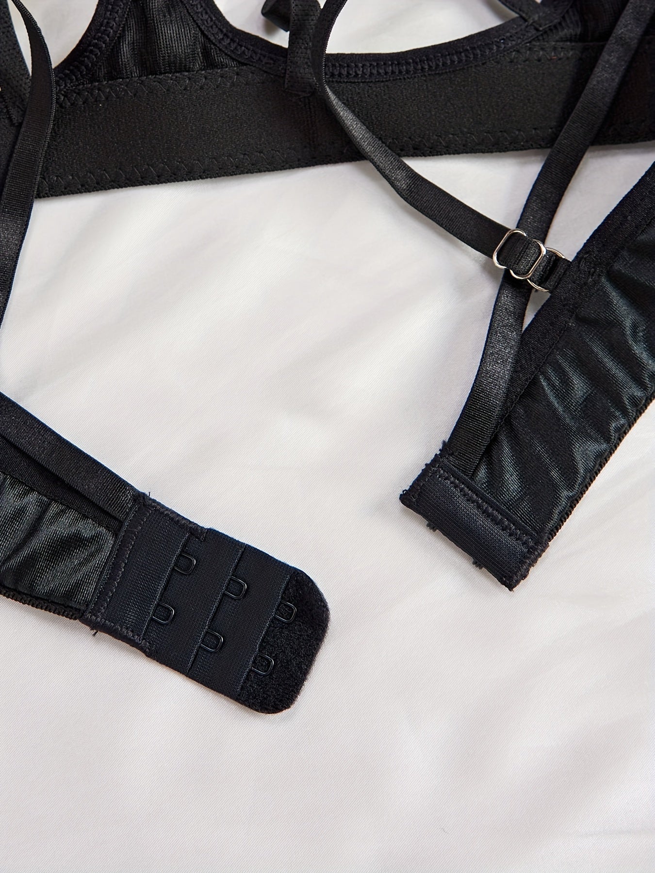 Women's Spaghetti Strap Open Back Lingerie Set with Hollow Bra and Thong