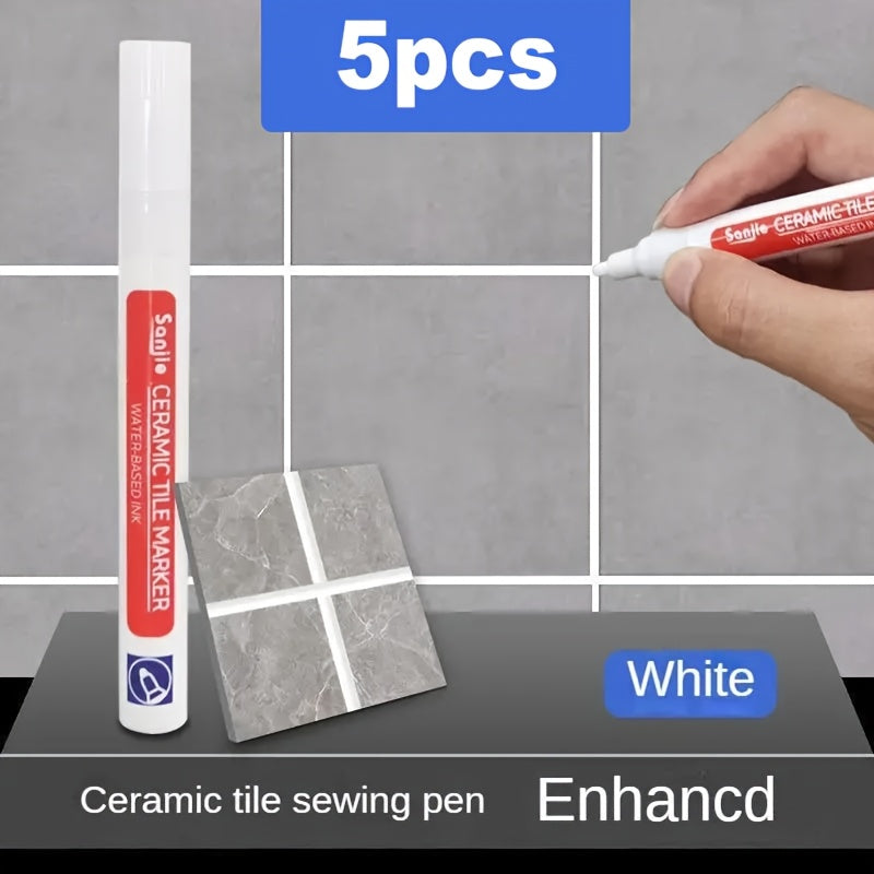 White Waterproof Tile Grout Pen for Bathroom Floor Repair 1/3/5pcs