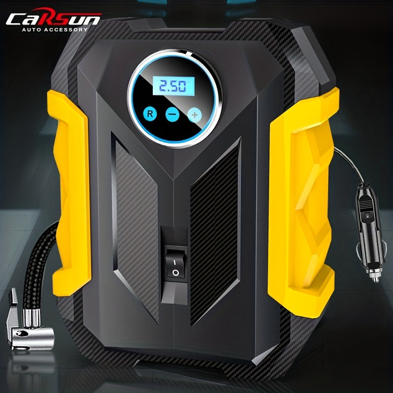 Bomba de compresor de aire portátil para inflado de neumáticos de coche y motocicleta Pantalla digital Luz LED Alimentación DC