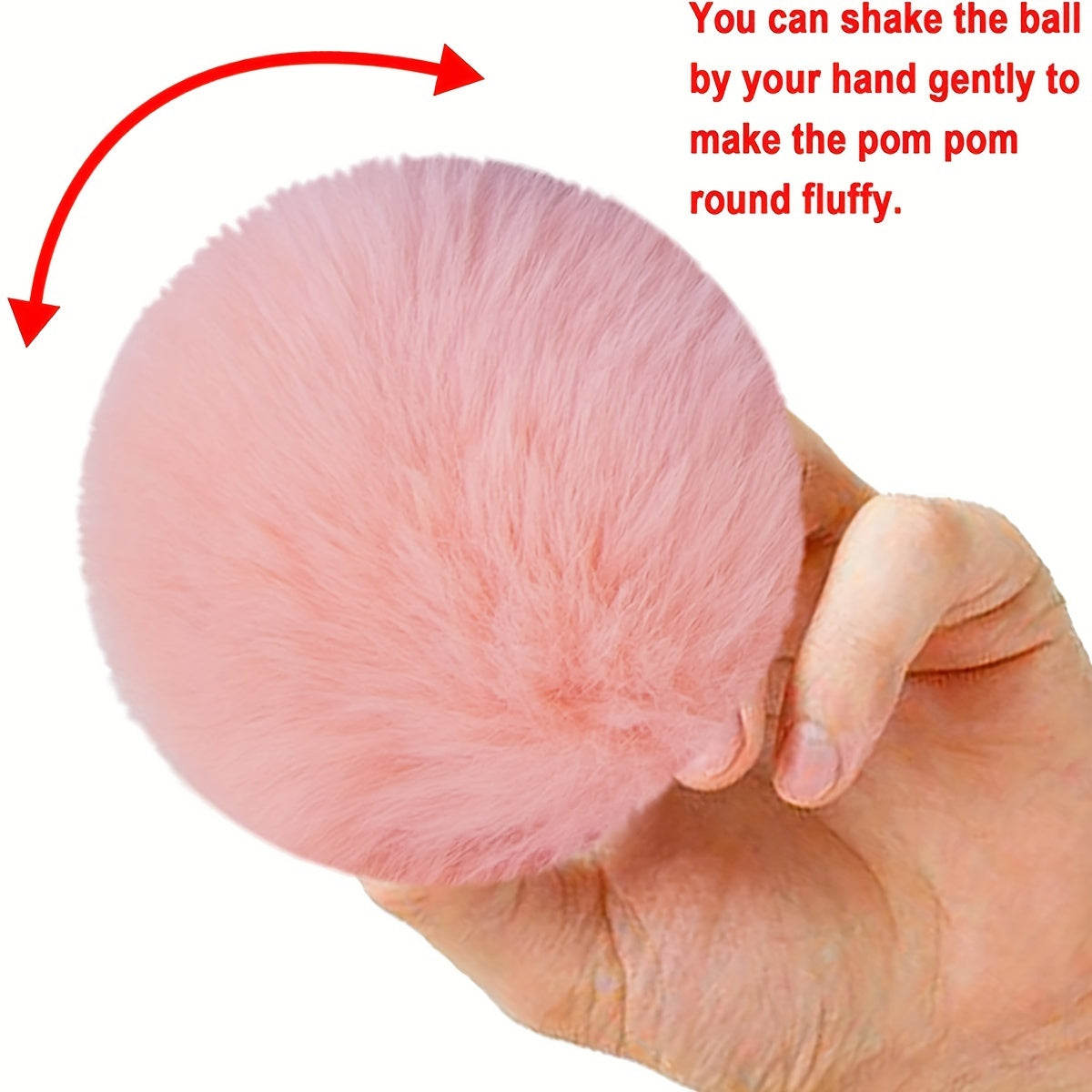 Set of 20 8cm Faux Rabbit Fur Pom Pom Keychains Fluffy Balls for Hats Bags and Accessories