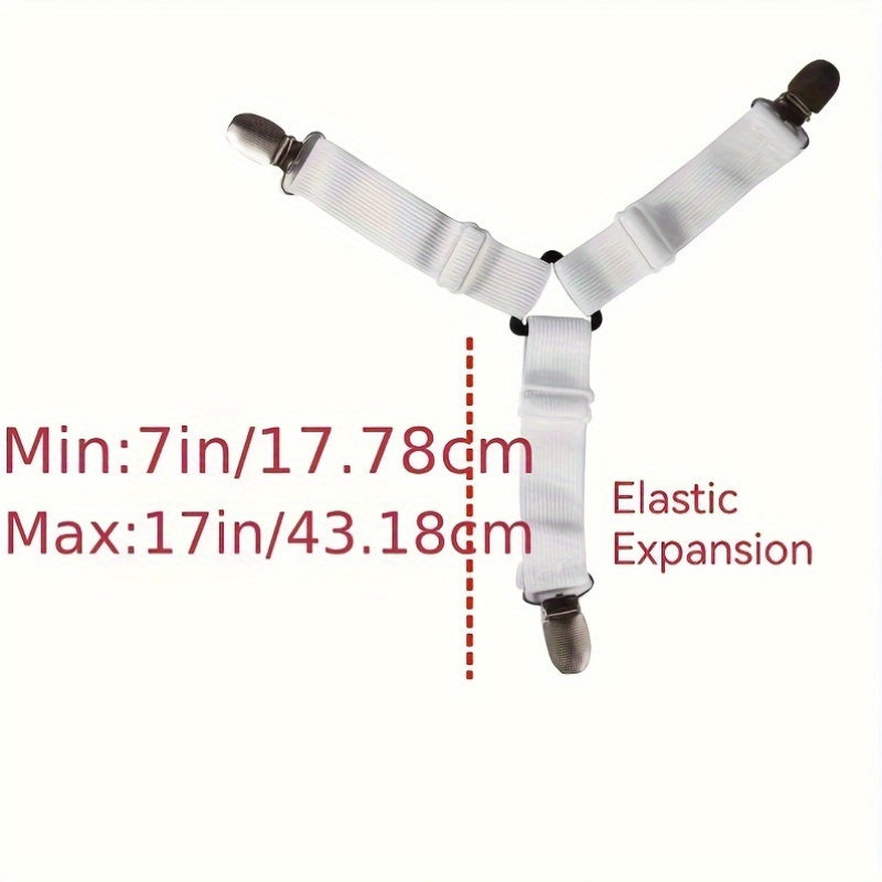 Set of 4 Adjustable Non-Slip Quilt Holders with Elastic Straps for Sofa Cushions Black