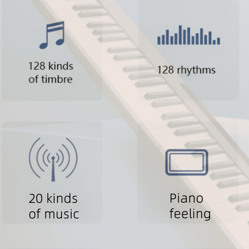 88-Key Portable Electronic Keyboard with Real Piano Sound, 128 Rhythms, Foldable Design, Carrying Case