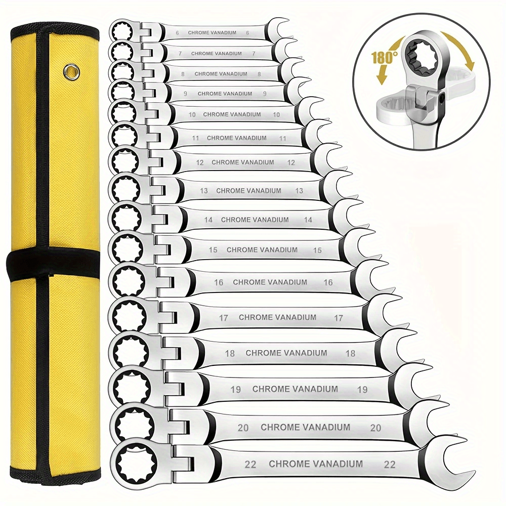 Juego de 5 piezas de llaves de carraca ajustables en acero, herramientas manuales multiusos para automoción