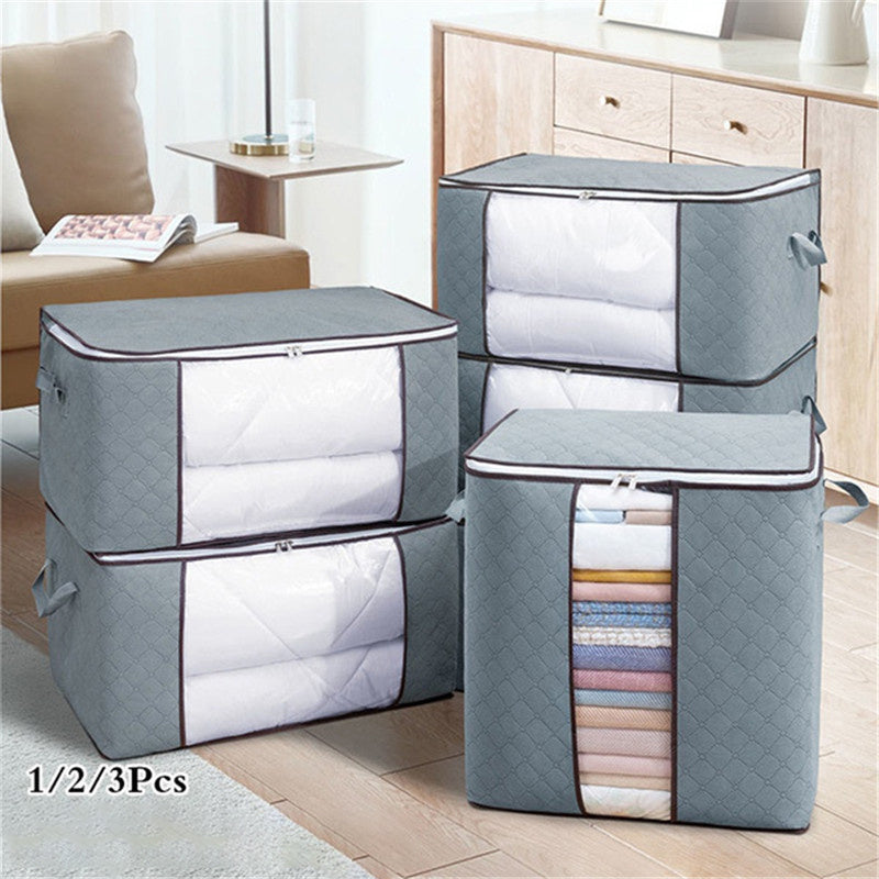 Large Storage Bag Organizer for Clothes Bedding and Comforters with Reinforced Handle and Clear Window