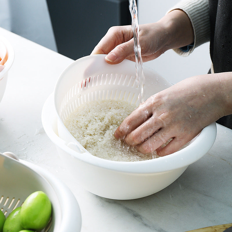 Silicone Kitchen Double Layer Drain Basket Vegetable Fruit Strainer