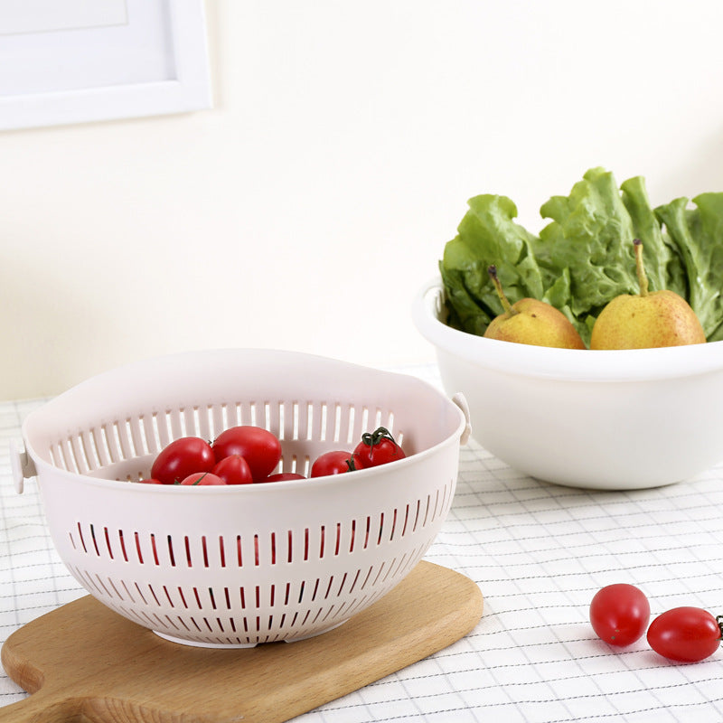 Silicone Kitchen Double Layer Drain Basket Vegetable Fruit Strainer
