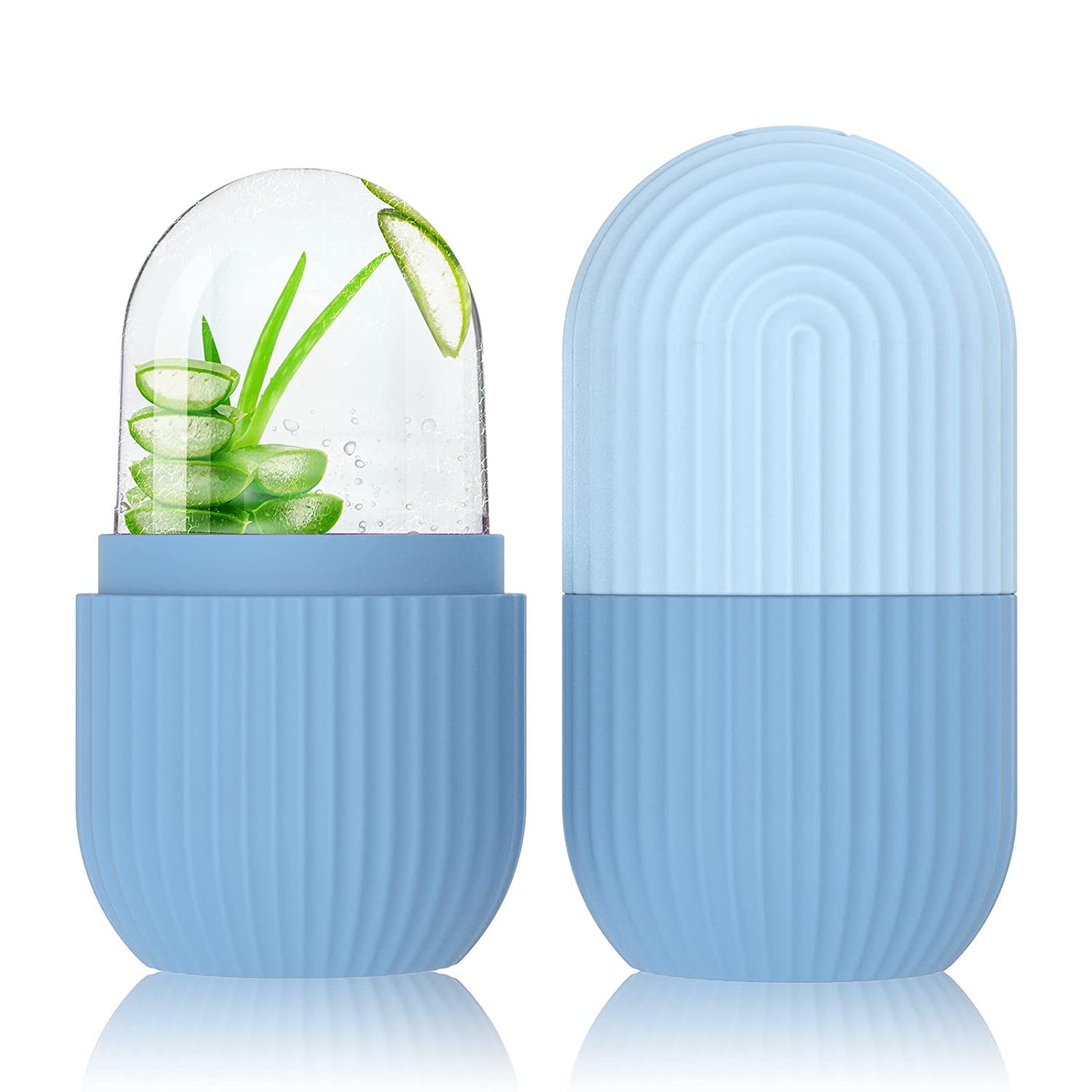 Ayollar va erkaklar uchun silikonli muzli yuz massaji, ko'z va yuz parvarishi uchun qiyshiq dizayni bilan