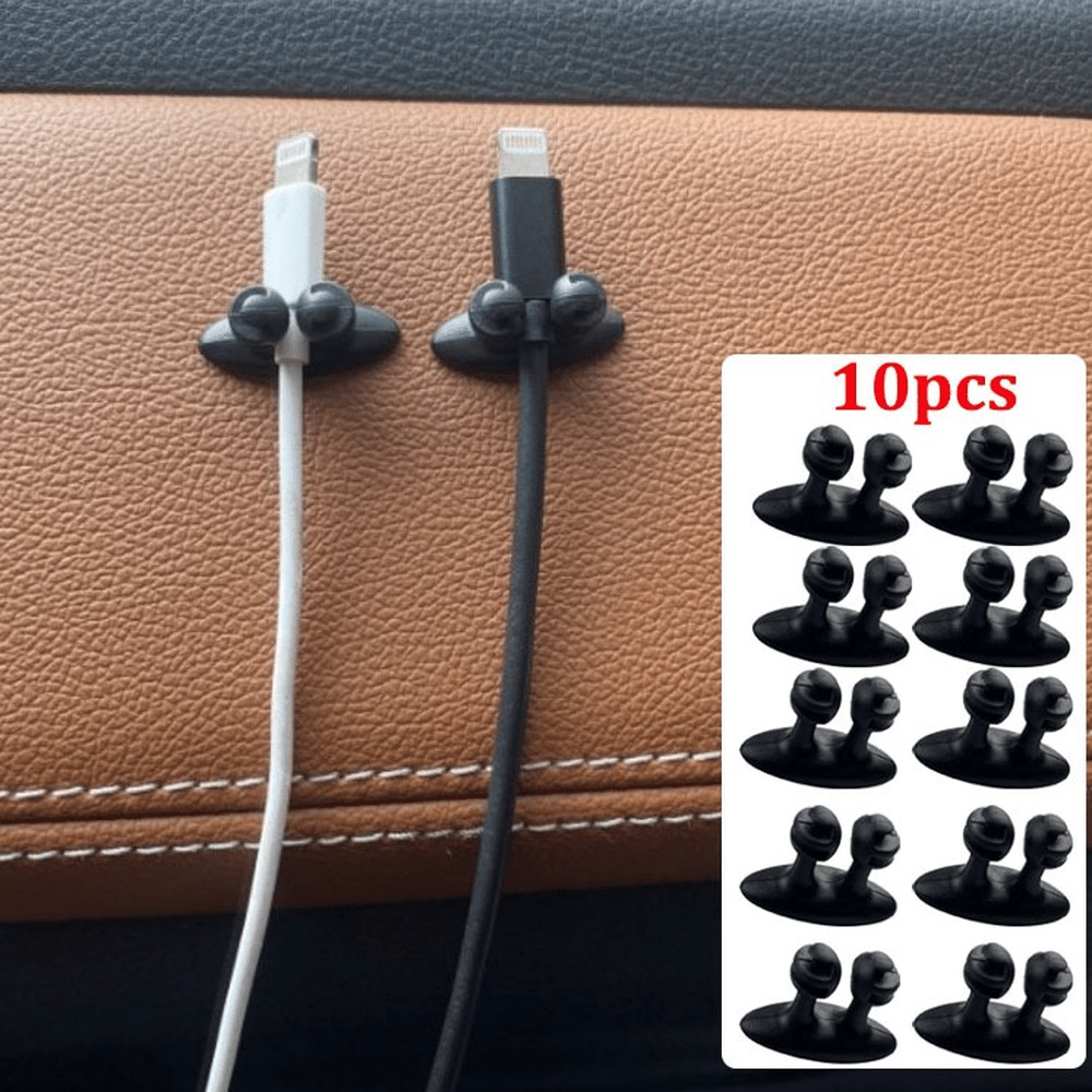 Car Interior Cable Organizer Clamps 10pcs Auto Phone Charger Line Clip