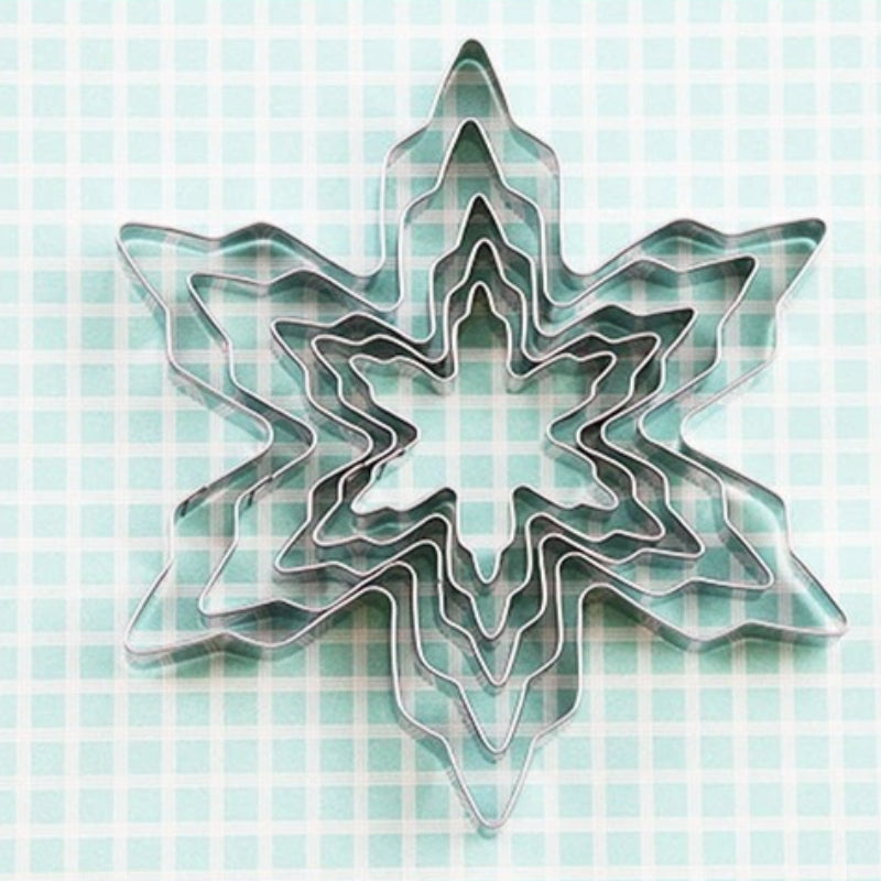 Set of 5 Stainless Steel Snowflake Cookie Molds for Baking and Decorating