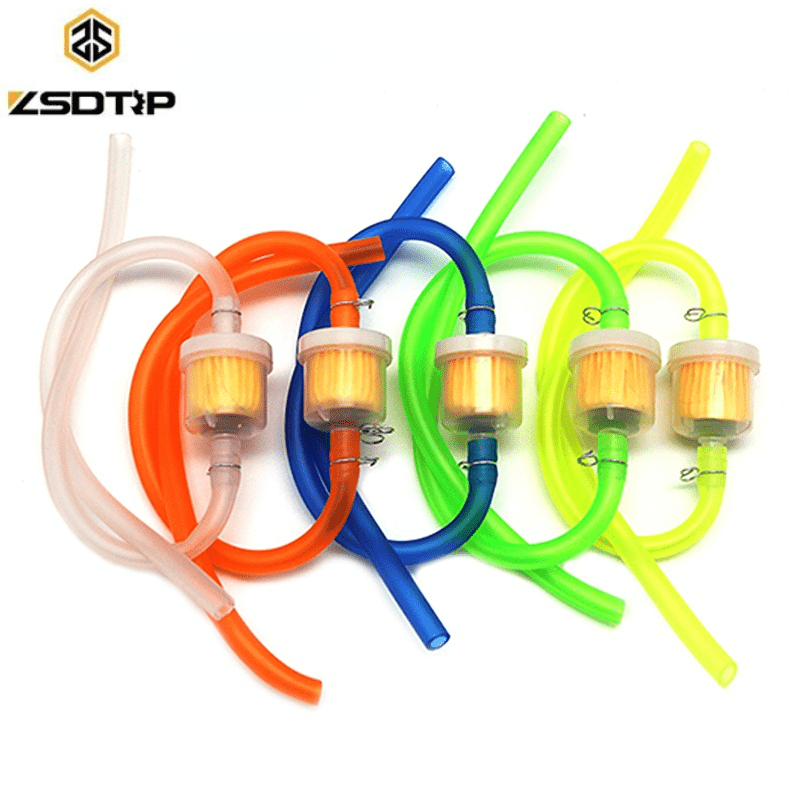 Motorcycle Gas Fuel Filter Petrol Pipe Hose Line 6mm with 4 Clips