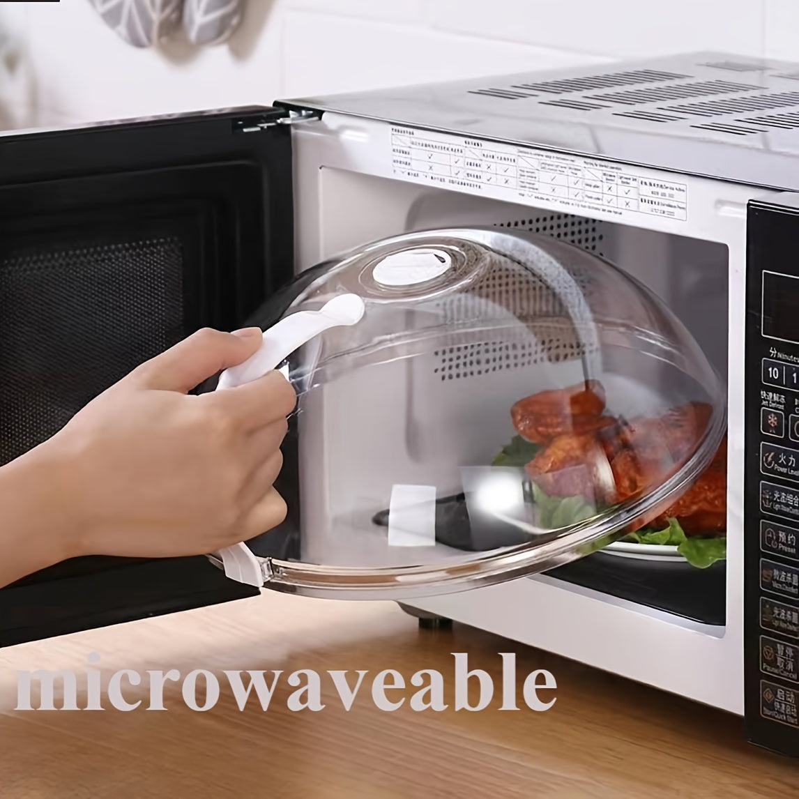 Microwave Splatter Guard with Handle Heat-Resistant Cover for Food Preservation