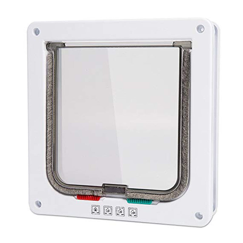 Weatherproof 4-Way Locking Pet Door for Dogs and Cats Made of Durable ABS with Easy Installation and Multiple Sizes