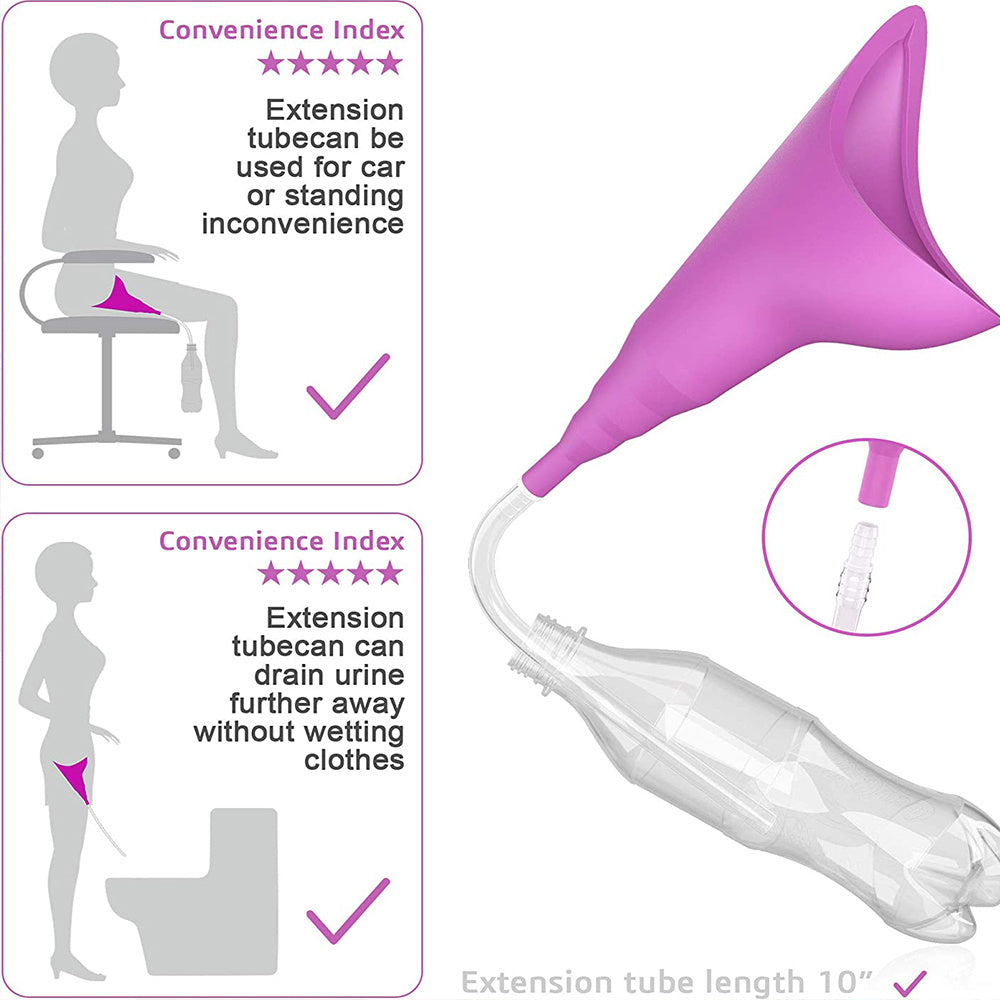 Female Reusable Silicone Urinal Device Stand Up Peeing Easy Portable