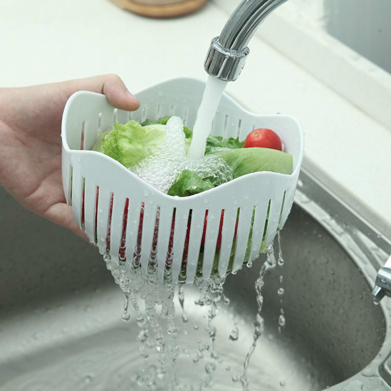 Plastic Salad Cutter Chopping Bowl for Camping and Kitchen Use