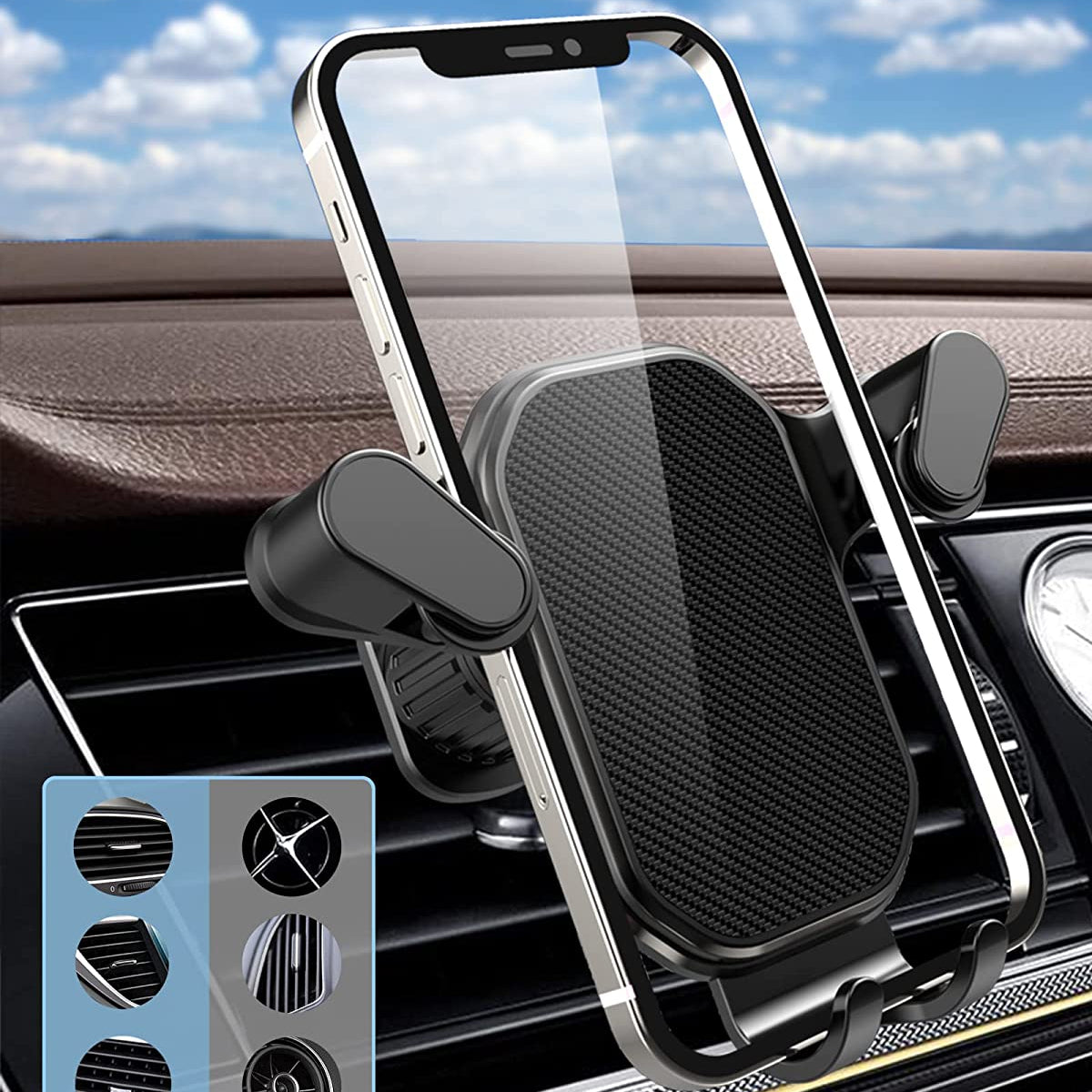 Universal Car Phone Holder with Air Vent Clip for 12-17 Cm Smartphones