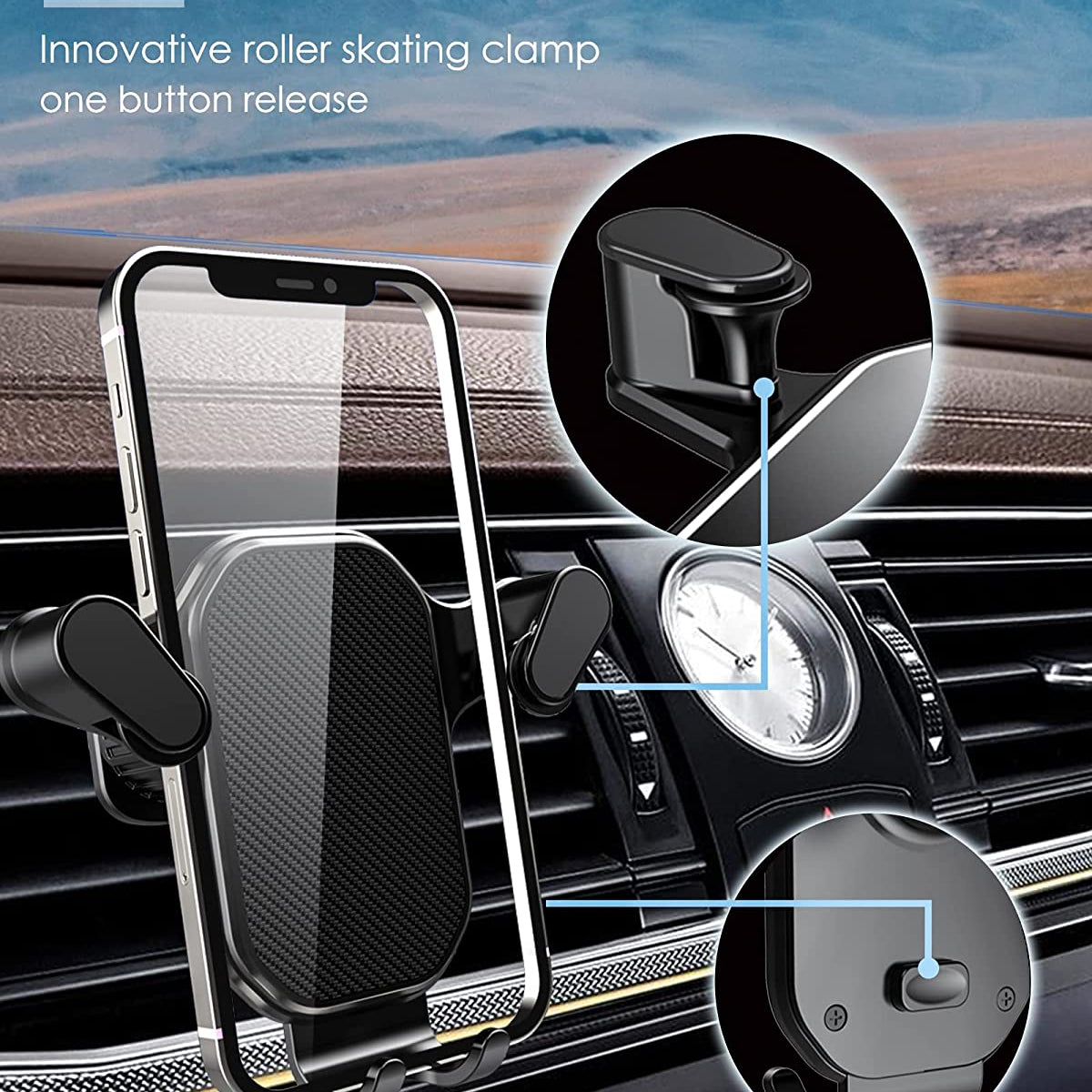 Universal Car Phone Holder with Air Vent Clip for 12-17 Cm Smartphones