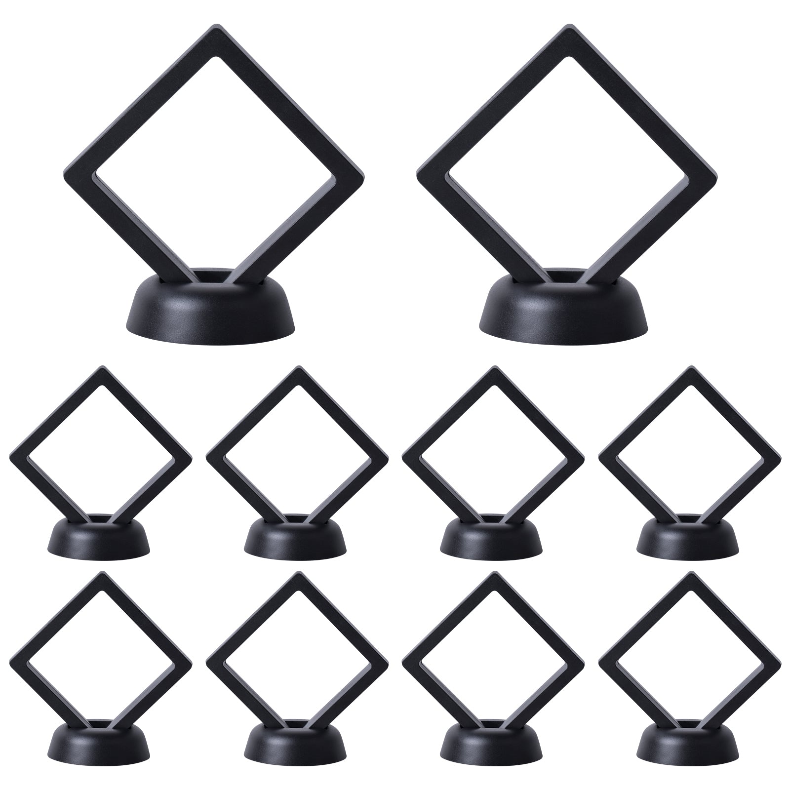 10 Sets of Jewelry Display Cases with 3D Floating Design and Thin Film for Rings Necklaces Bracelets Earrings